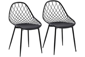 ‎BUYBYROOM buybyroom Esszimmerstuhl 2er Set Esszimmer Stühle mit Rückenlehne Metallbeinen Wohnzimmerstuhl Schalenstuhl Gartenstühle, Schwarz