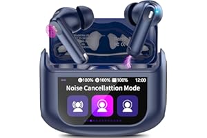 Thunelec Wireless Earbuds, 48H Smart Touch Screen Ear Buds Bluetooth 5.4 Headphones, ANC/ENC Noise Cancelling Mic Bluetooth Earbuds, 5 EQ Modes, HiFi Stereo, IPX7 Waterproof Wireless Earphones Blue