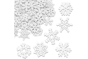 ParPix 50 Stück Holz Schneeflocken Deko Konfetti Weiß, Schneeflocken Streudeko Weihnachten Deko, Konfetti Weihnachten Tischdeko, Streudeko Tannenbaum,Winterdeko Confetti für DIY Basteln,Silvester Deko
