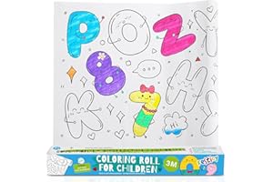 Festicy Papier à Dessin Autocollant 3m I Carnet à colorier pour enfants, 3 mètres à dérouler, à colorier et à coller I Rouleau à colorier pour enfants I Poster à colorier (Édition Alphabet)