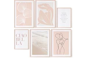 OHBIMBA - Laminas Decorativas Pared | Laminas para Cuadros Decoracion Salon Modernos | Laminas para enmarcar | Cuadros Decoracion dormitorios SIN Marcos | Tamaño 4xA3 y 2xA4 (Ciao Bella)