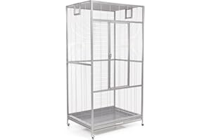 Montana Cages | Premium Voliere New Sydney I Vogelkäfig für Sittiche und kleine Papageien, inkl. 2 Näpfe, 4 Lenkrollen, AVILON Pulverbeschichtung, Platinum Edition, ca. 90 x 70 x 180cm