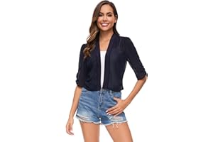 Famrrifuu Donna Coprispalle Elegante Estivo Cardigan Corta Mezza Manica Bolero Giacca Coprispalle Corto per Matrimonio