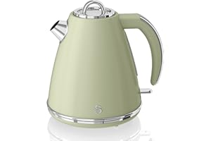 Swan SK19020GN Retro Jug Kettle, Fast Boil, Easy Pour, 360 Degree Base, 1.5L, 3KW, Green