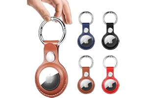 CloudValley [4 Kawałki] Pokrowiec na Airtag Apple Skóra Airtag, AirTags Uchwyt Akcesoria do breloków Portfel Obroża Pies, Anti-scratch Protector (Czarny, Granatowy, Brązowy, Różowy)