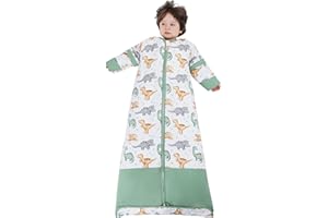 Chilsuessy Baby Sleeping Bag 2.5 Tog Winter Sleeping Sack Wearable Blanket Kids,Adjustable Length,Removable Sleeves,Toddler Sleeping Bag for Boys Girls, 2.5 Tog/Dinosaur, 120cm/3-6 Years
