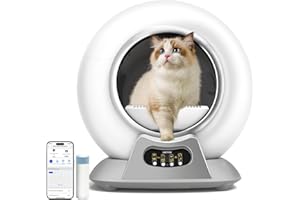 MICYOX Arenero Gatos Autolimpiable, Arenero Gato Extra 65L, Caja de Control de Arena Extraíble, Alarma Segura, Control App, Antipinzamiento, con Bolsa de Basura