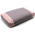 Edomi Neck Pillows for Pain Relief Buckwheat Meditation Cushion Cervical Bed Pillow for Sleeping for Back Stomach Side Sleepers Rectangle Yoga Bolster Pillow (17x10 inch, Gray&Pink)