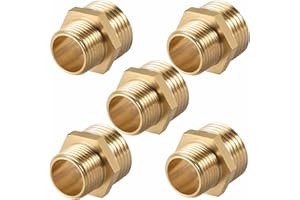 LCOUACEO Adattatore 1/2 a 3/8 pollici, 5 Pezzi Riduzione da 1/2 a 3/8 Doppio Nipplo Filetto Maschio in Ottone, Riduzione per Tubi Dell'acqua