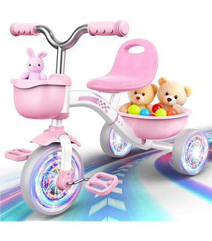 Kiddo Tricycle Rouge 3 Roues – Conception Intelligente, Panier Amovible, Protection Anti-éclaboussures, Pour Enfants De 2 à 5 Ans, Poids Max 25 Kg