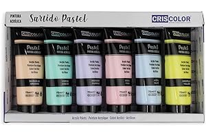 Criscolor - Assortimento di colori acrilici pastello - Confezione da 6 x 75 ml - Per lavori artistici e artigianali - Per principianti, studenti e artisti professionisti (Pastel 6 x 75 ml)