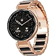 Titan Elixir 1.19" AMOLED Stainless Steel Smart Watch for Women with Diamond Cut Design, SpO2, BP & Skin Temp Monitorings, Heart Rate, BT Calling, Voice Assistant, Water Resistant (Rose Gold & Black)