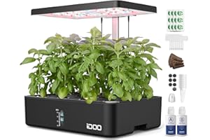 iDOO Huerto de Interior, 12 Vainas Jardinería de Interior y Lámpara LED de Crecimiento, Smart Garden con Temporizador Automático, Altura Ajustable, ID-IG301 Kit de Germinación