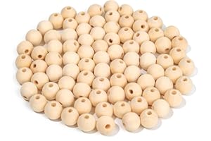 HOLDLEAF 75 Piezas Bolas de Madera para Manualidades 14mm Cuentas de Madera Redondas con Agujero Grandes Abalorios Madera Natural para DIY Joyería Decoraciones Macrame Artesanal Haciendo