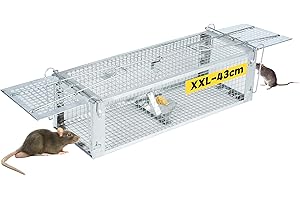 LAOYE Trappola per Topi Vivi 43cm Trappola per Ratti Grandi Riutilizzabil e Altamente Sensibile, per Topi Grandi, Ghiri e Roditori, Pronta all'Uso per Interni ed Esterni