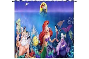 LKFFHAVD Cortinas opacas de princesas Disney con impresión 3D con ojales, diseño de Cenicienta Rapunzel, juego de 2 cortinas para dormitorio infantil (220 x 215 x 21 x 21 x 21 cm)