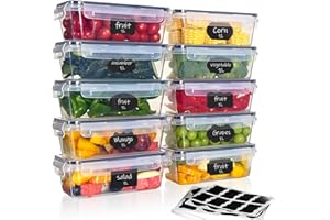 Goldeluxe 10 x 1L Frischhaltedosen mit Deckel, Gefrierdosen, Meal Prep Boxen, BPA-frei, luftdicht, stapelbar – Tupperdosen Set für Essen Box, Gefrierbehälter & Küche