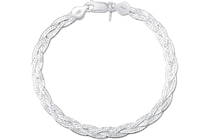 Amberta Bracelet pour Femmes en Argent 925/1000 Maille Miroir 5 mm Longueur 19 cm