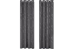 ‎DECONOVO Deconovo Verdunkelungsvorhänge dicke Thermovorhänge Kälteschutz Blickdichte gardinen Vorhänge mit Muster, 180x140 cm(HöhexBreite), Dunkelgrau, 2er Set