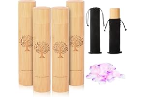 HOOMTREE Kleine Urne für Menschliche Asche,Bambus Umweltfreundliche Biologisch Abbaubare Urne für Menschliche Asche,9''x2 '' Kleiner Streurohr für Menschliche Haustierasche (Set von 4, Lebensbaum-Muster)