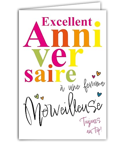 Afie Carte Double Anniversaire - Rond Texte Avec Dorure - Format 12 X 17,5 Cm - Meilleurs Vœux - Enveloppe Blanche - Message Original - Fabriquée En France 69-7018