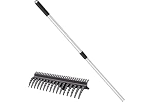 UPP Rastrillo de jardín 2 en 1, Ajustable con Mango telescópico de Aluminio I Dientes Largos y Cortos, Escoba de jardín I Ligero y prácticamente inquebrantable (44.5 x 11.5 x 8.5cm, Mango 72-120cm)