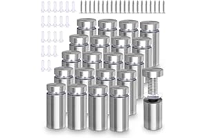 Senbaler 20 pezzi Distanziali per Targhe, Chiodi Pubblicitari in Acciaio Inox, Distanziatori Vetro, Viti di Supporto 12x25mm (Acciaio inossidabile)