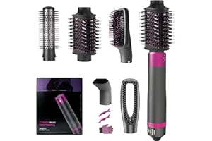 Iceagle Asciugacapelli Multifunzione Hair Styler 5 in 1 - Spazzola Ad Aria Calda, Curly Hot Air Styler, Capelli Curler Negativo Agli ioni Negativi, Rotante Pettine Curling, 5 Accessori, 1200W
