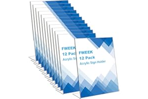 FWEEK 12PCS A4 Display Stand A4 Acrylic Sign Holder, A4 Menu Holder L-Shape Plastic Display Counter Poster Picture Holder for Restaurant Company