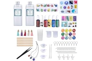 FRENSHION 600ml a: B kit de fabrication de bijoux en résine, moule en résine, pigments colorés, accessoires en résine, kit de démarrage en résine UV pour boucles d'oreilles Bijoux, colliers et bracelets