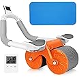 FWQPRA Ab Roller Set With Silent Knee Pad Mat For Exercise Gym,Abdominal Ab Roller With Phone Holder For Core Workout, Fitness & Exercise, Home Workout Equipment For Men Women, Orange
