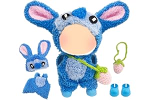 CARREUTY 4 Pcs Doll Clothes for 17cm Dolls, Blue Doll Outfit Accessories Include 1 Clothing 1 Hat 1 Shoes 1 Pendants, No Doll
