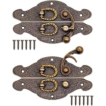 4 Ganci E Chiusure A Scatto In Ottone Antico – Bronzo Vintage, Con Viti, Per Scatole, Mobili, Valigie (38 Mm)