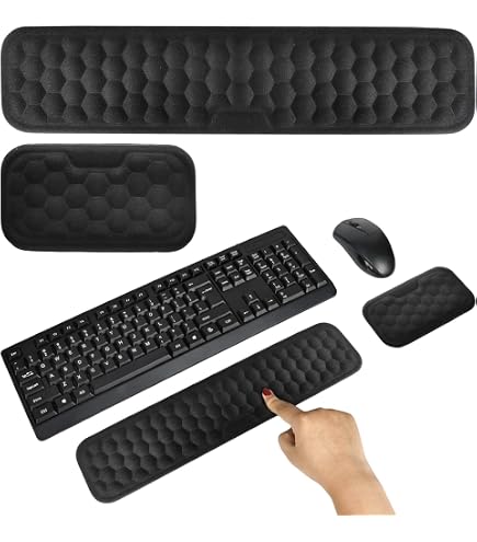 Poggiapolsi In Gel E Memory Foam Per Tastiera E Mouse – Nero Antiscivolo