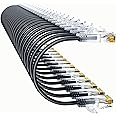 10Gsupxsel Cat6a Patch Cables 1ft (24 Pack) Slim, Cat6 Ethernet Patch Cable Pure Copper, Flexible Cat 6 Patch Cable 550MHZ 10G, Space-Saving Cat 6A Network Cables for Patch Panel, Black