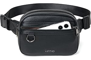 LATMAP 3L Marsupio Donna Tracolla, Marsupio Sportivo Grande per Donna Impermeabile Marsupio Running Pelle PU Marsupio Donna Elegante Borsa Zip Cintura Regolabile per Viaggio, Outdoor, Trekking