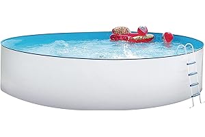 UNBEKANNT Steinbach Stahlwandpool Set Nuovo – 011091 – Ø 400 x 90 cm – Runder Pool in Weiß für bis zu 10.200 l Wasserinhalt – Mit winterfester Innenfolie und zahlreichem Zubehör