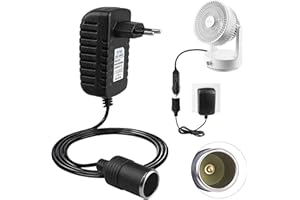 Niaetuto Adaptateur Allume Cigare Prise Secteur,12V 3A Convertisseur Allume Cigare Prise Electrique,Transformateur AC à DC,Adaptateur Converter pour Voiture,Navire,Ménage(100-240V à 12V,36W)