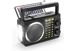 PRUNUS J-135 AM/FM/SW Solar Radio mit 1800mAh Akku oder AA batteriebetrieb, Nostalgie Radio mit Bluetooth 6.0/USB/TF-Karte Spielen. Kofferradio Transistorradio für Camping, Notfälle und Outdoor.
