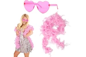 GWAWG Boas de plumas artificiales, 2 m de colores disponibles, gafas de corazón, decoraciones esponjosas para accesorios de baile