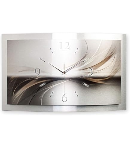 Kreative Feder 3D Designer-Wanduhr Frische Küche in modernem Metallic-Design; leise Quarzuhr mit Motiv wahlweise in Zwei Größen (WAA119, 50x30cm; leises Quarzuhrwerk