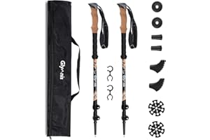 Glymnis Carbon Nordic Walking Stöcke Wanderstöcke verstellbar 65-135cm Trekkingstöcke Klemmverschluss Korkgriff mit 4 Paar Gu