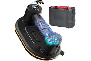 FTJKGH Electric Vacuum Suction Cup, 24Cm Glass Suction Cup with LCD Display,Max 661LBS Load Capacity,Hand-held Battery Tile Suction Lifter for Glass, Metal, Marble, Windows, Ect