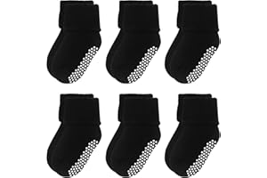VWU Baby Mädchen Socken Anti Rutsch Dicke Manschette Baumwolle 6er Pack