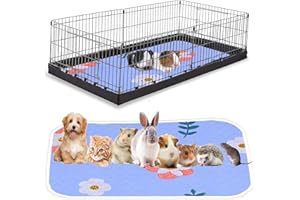 KAKOLOPT Guinea Pig Cage Liners Absorbent Bedding Reusable Washable Pet Mats For Rabbit Hamster Chinchillas Mat Small Animals Dog Cat Potty Accessory 27''x 19'', Blue