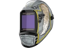 YESWELDER Careta Soldar de Color Verdadero, 10X9cm Pantalla Grande Casco de Soldador Oscurecimiento Automático Energía Solar, 4 Sensores de Arco, Sombra Amplia 4~5/9-9/13 para TIG MIG ARC Grind