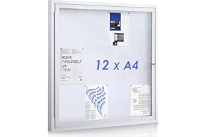 ‎S SWANCROWN Swansea Schaukasten Außen 12XA4, Alu Infokasten Plakatschaukasten, Magnetische, Abschließbarer, Aushangkasten Wetterfest für Innen & Aussen inkl. 48 Magnete, Acrylglas-100x95cm
