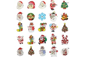 NUOBESTY 25pcs LED Light Up Christmas Brooches Pins Flashing Light Enamel Lapel Pins Christmas Party Favors Gifts