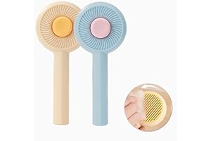 Mmyzao (Lot de 2) Brosse Chat Chien Autonettoyante,Brosse Animaux Poil Court Long Peigne Cat Brush-Bleu Jaune