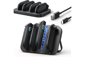 ‎JSAUX JSAUX Stacja ładująca do kontrolerów Nintendo Switch 2 JoyCon, kontroler magnetyczny 4 w 1, stacja ładująca z regulowanym stojakiem i wskaźnikiem LED, Switch 2 ładowarki JoyCon z kablem USB C 1,5 m